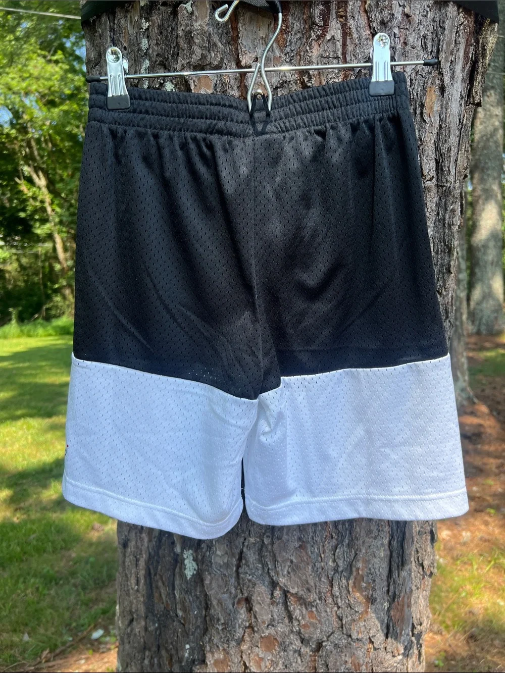 NWOT Jordan Black & White Mesh Basketball Shorts with Red Jumpman